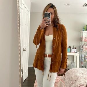 Elizabeth and James Suede Leather Shirt Jacket